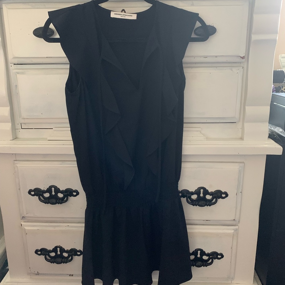 AMANDA UPRICHARD NEW YORK Black Ruffle Mini Dress